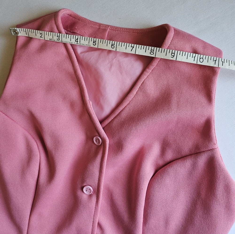 Vintage 70s Pink Taffy 2Piece Pantsuit Bellbottoms - Picture 7 of 16